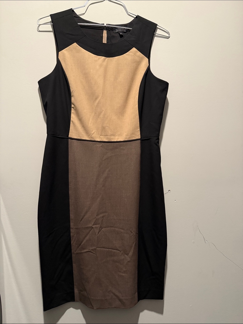 The Limited Black and Tan Colorblock Midi Dress